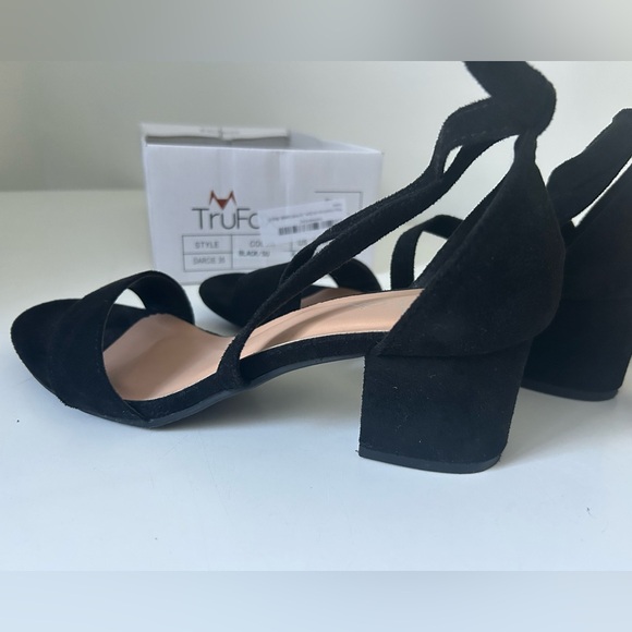 Trufox Marci Black Strappy Suede Faux Size 8 - Picture 12 of 16